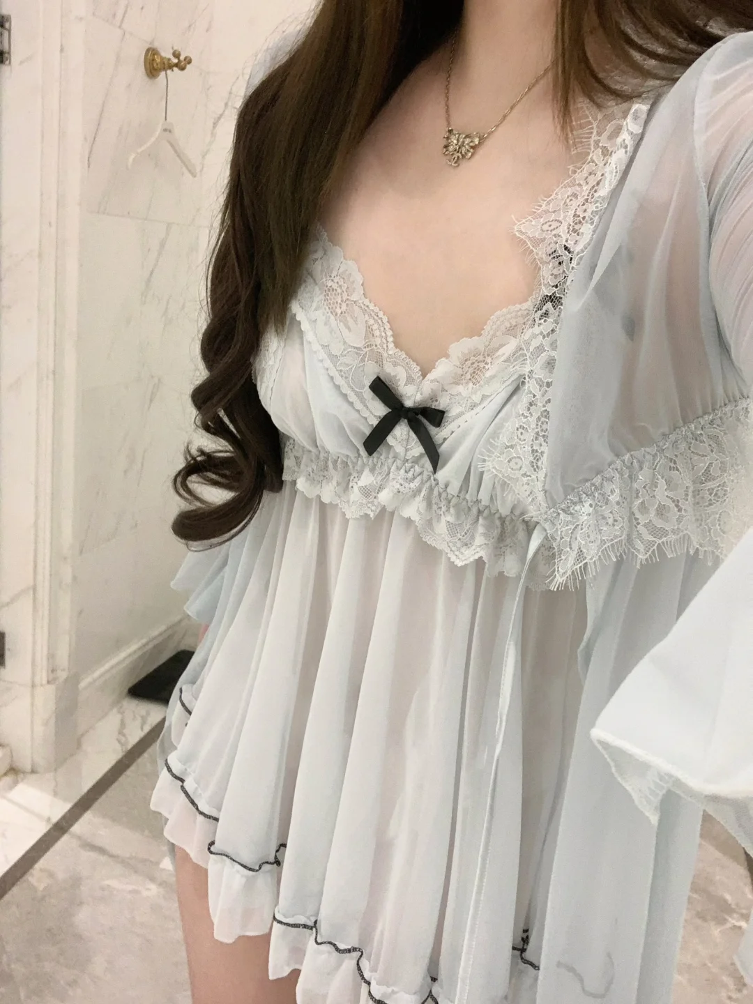 🪞🤍好纯欲的睡裙！蕾丝睡裙好适合约会穿！！