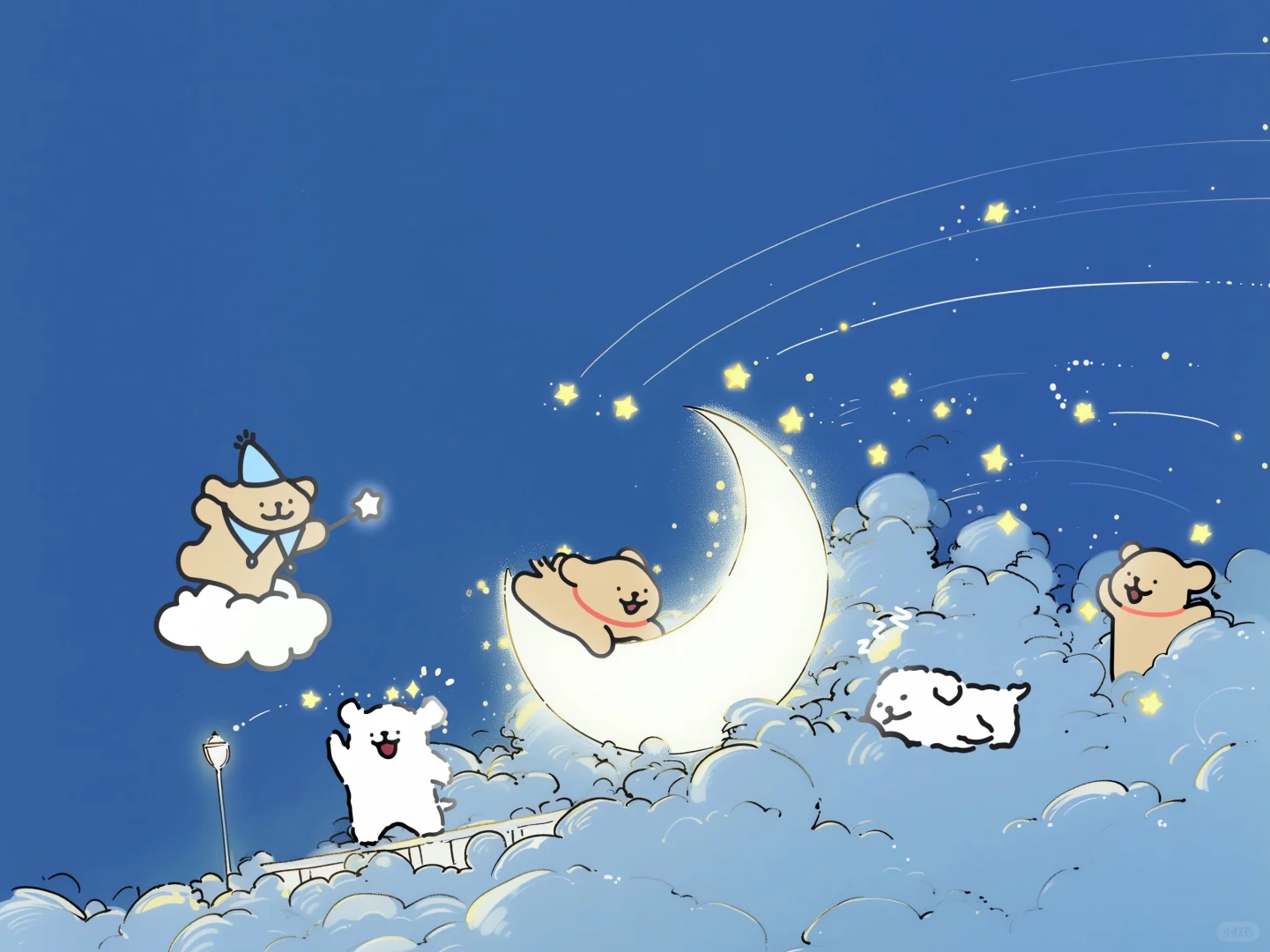 线条小狗iPad壁纸｜柿光流年