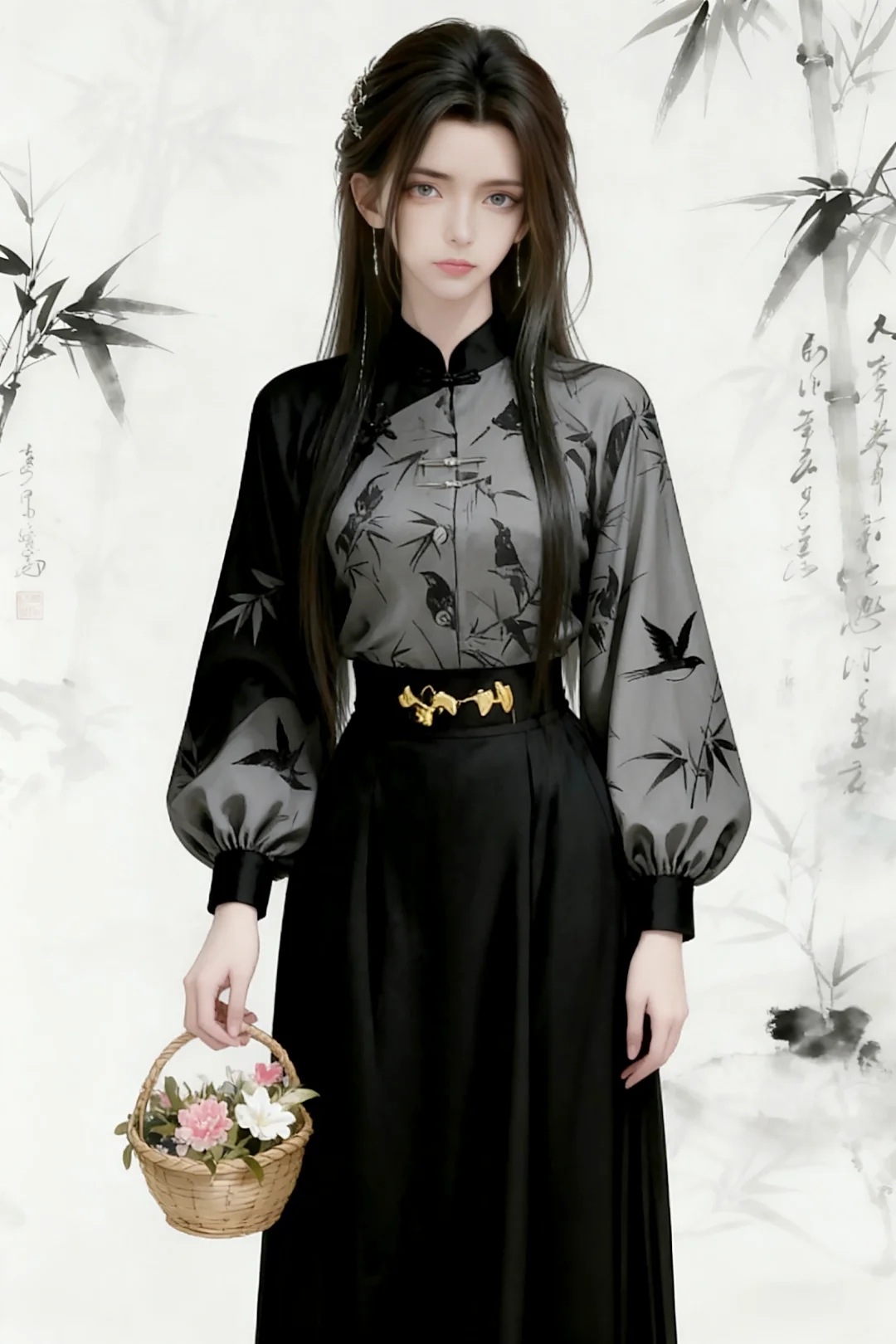 油墨画中的奶琪