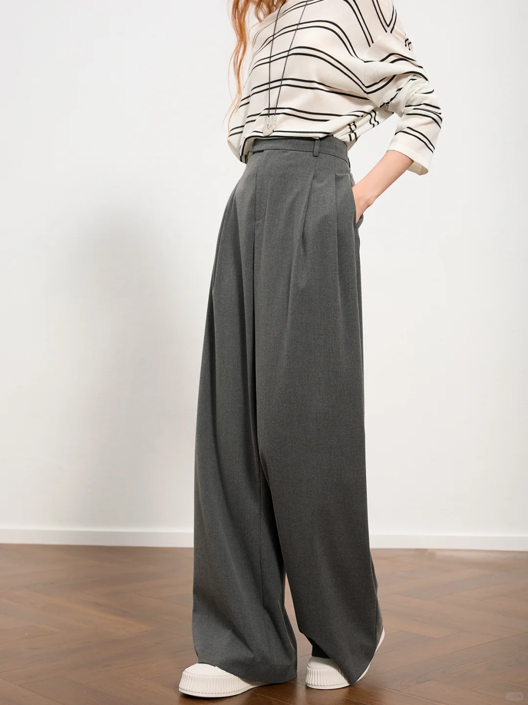 格雷系灰·阔腿通勤神裤