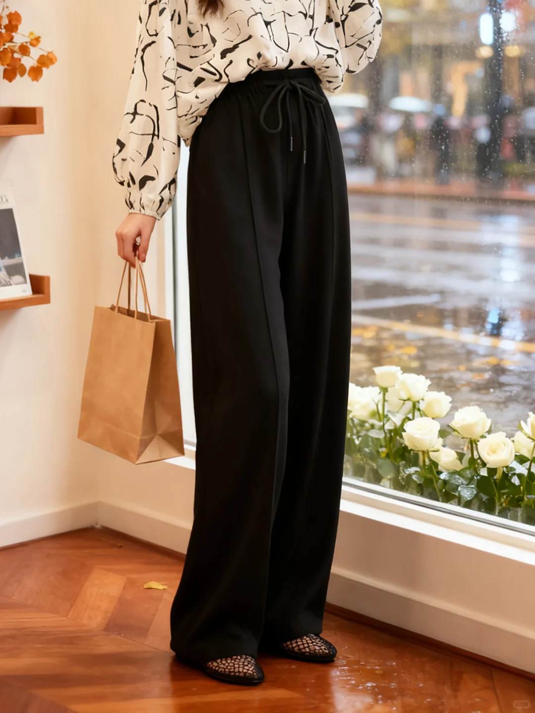 ins风穿搭～高腰阔腿裤！