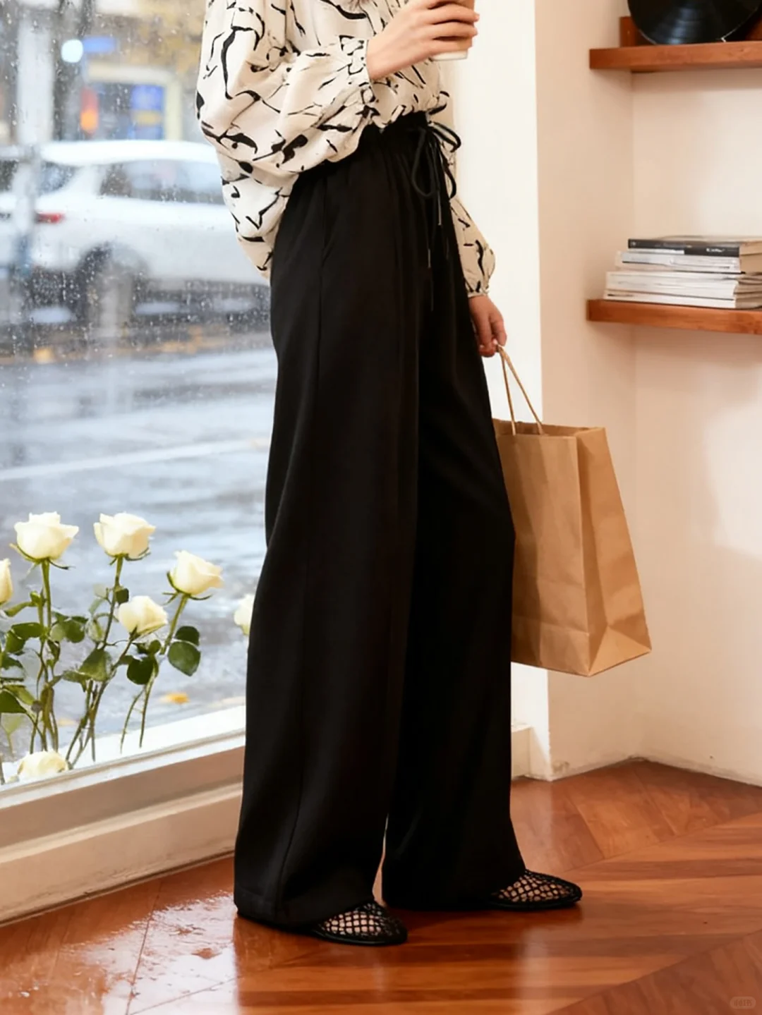 ins风穿搭～高腰阔腿裤！