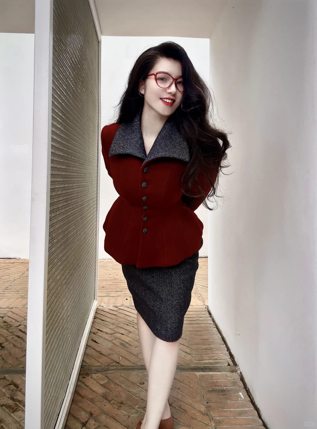 上身1秒掐腰复古套装！！！