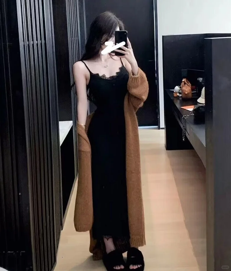 🖤法式辣妹风！蕾丝吊带裙太有气质