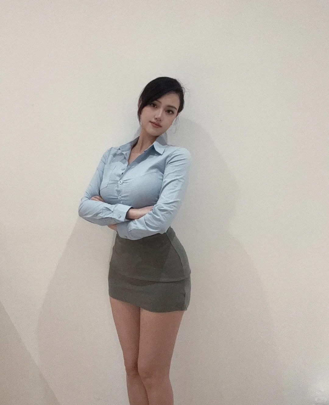 OL风穿搭 蓝色衬衫真的太好看啦