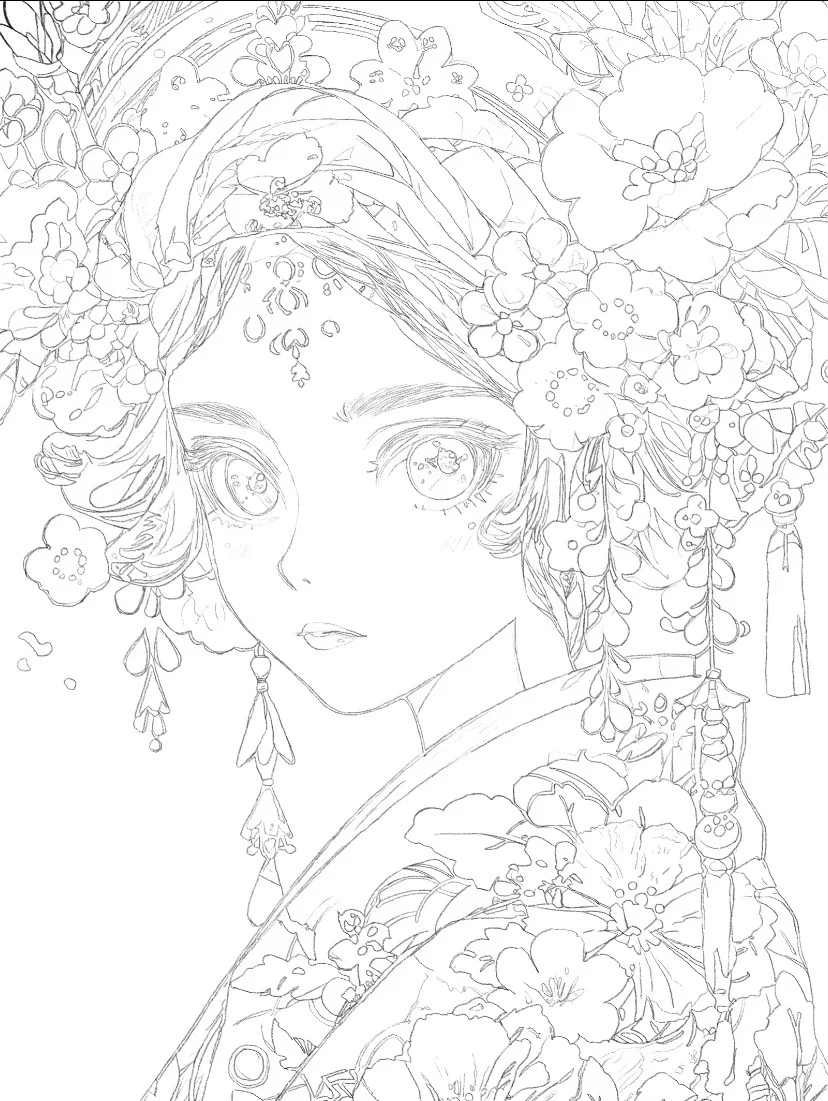 好美的线稿，拜托拜托真的很漂亮🤩