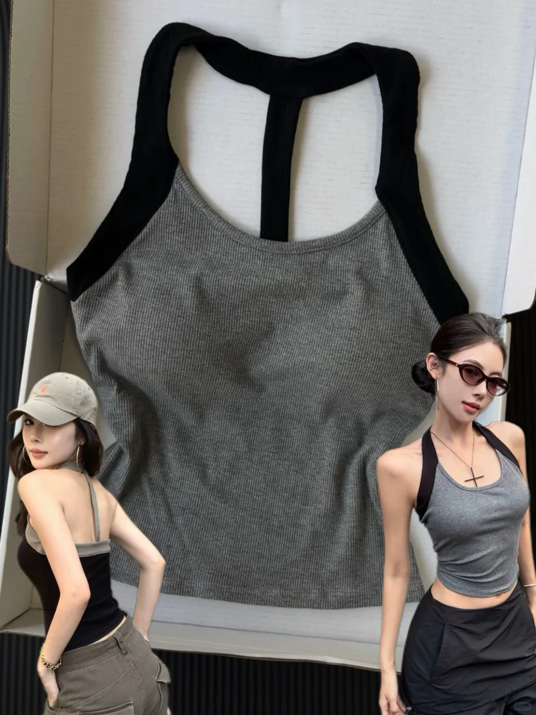 好飒啊啊啊！🖤辣妹小吊带才20+自带胸垫绝了