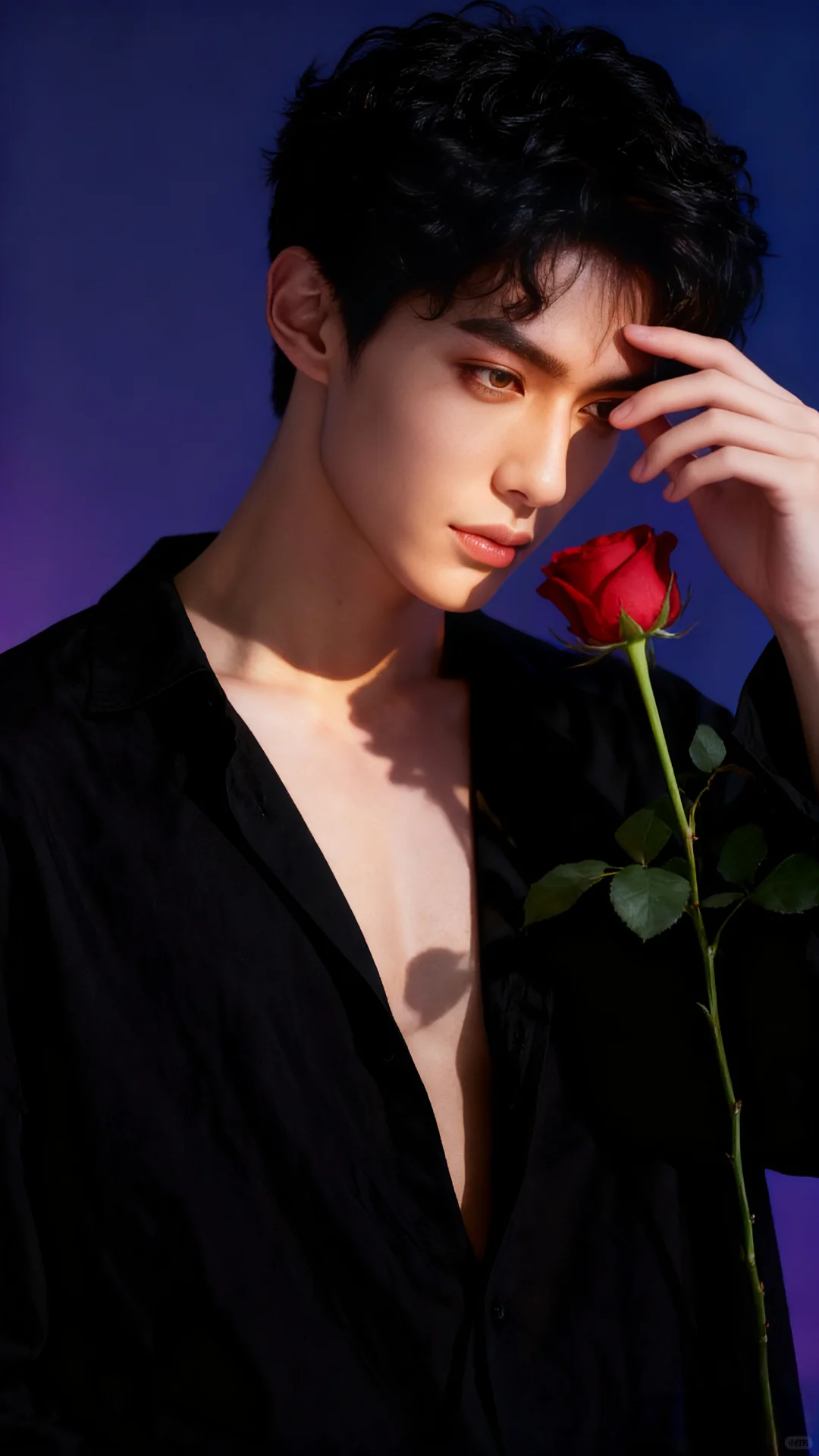 男士AI写真丨玫瑰光影🥀指令分享