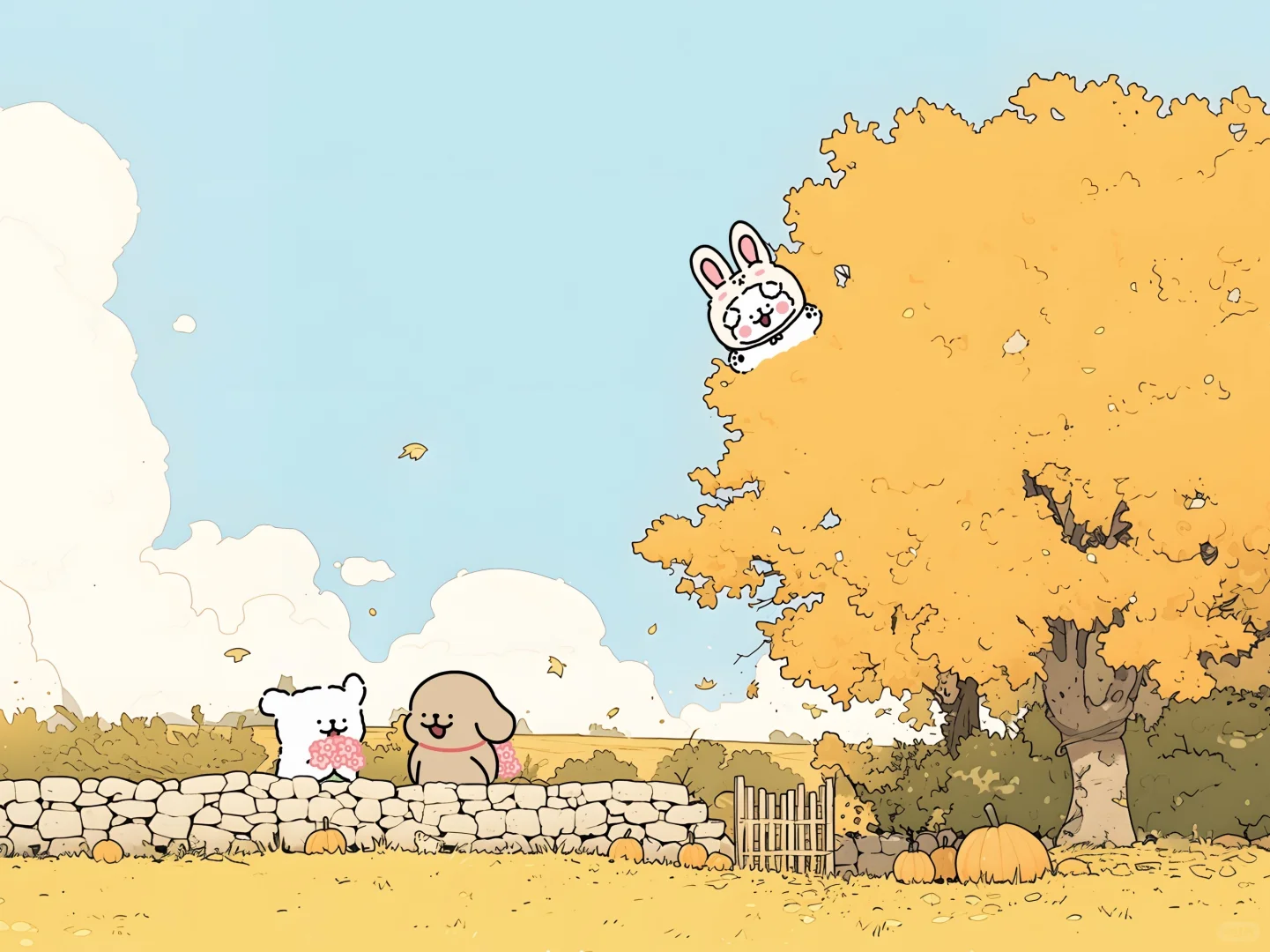 线条小狗iPad壁纸｜柿光流年