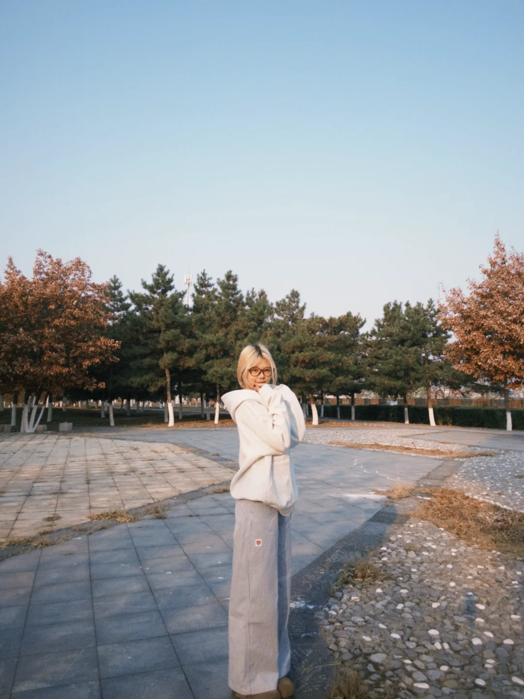 162/100 女大休闲穿搭（卫衣外套➕条纹裤