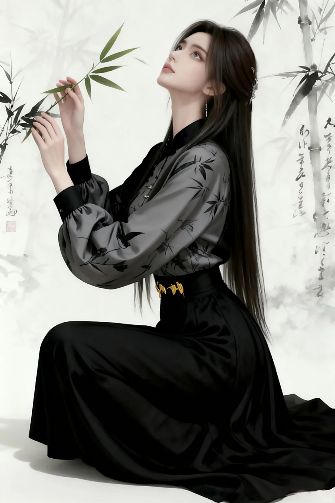 油墨画中的奶琪