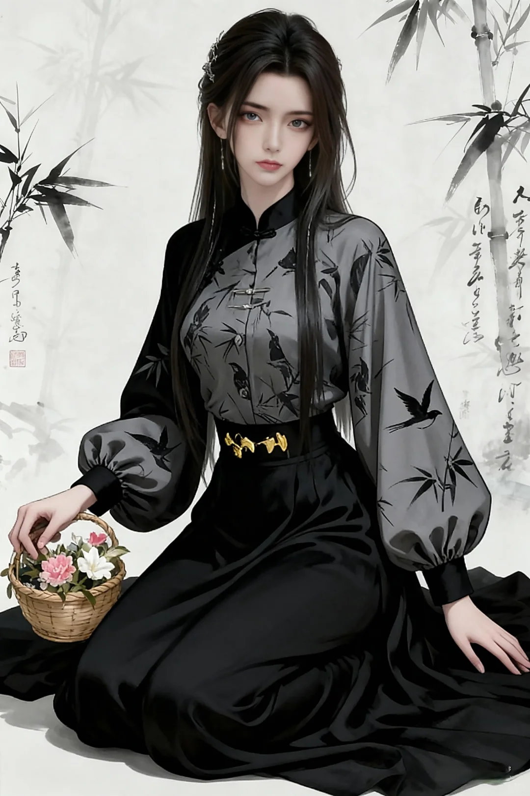 油墨画中的奶琪