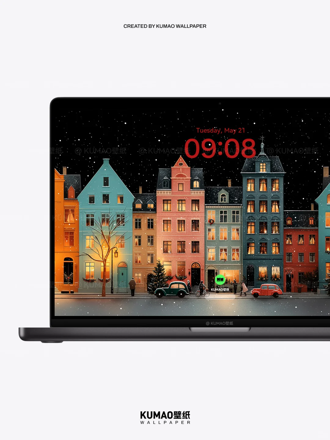 冬日小镇｜温馨街道圣诞氛围渐浓｜艺术壁纸