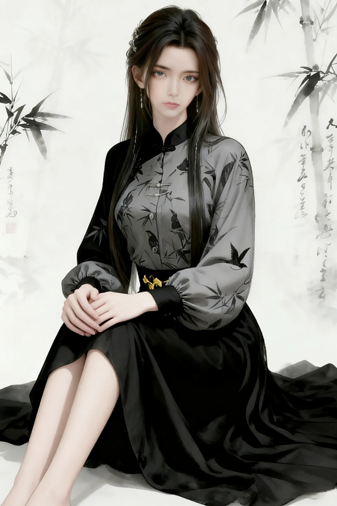 油墨画中的奶琪