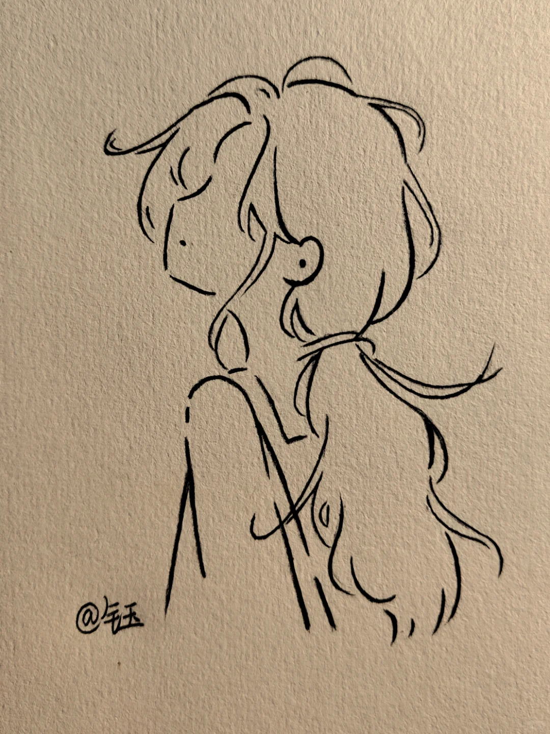 简笔画：侧脸女孩，好喜欢！❤️❤️❤️