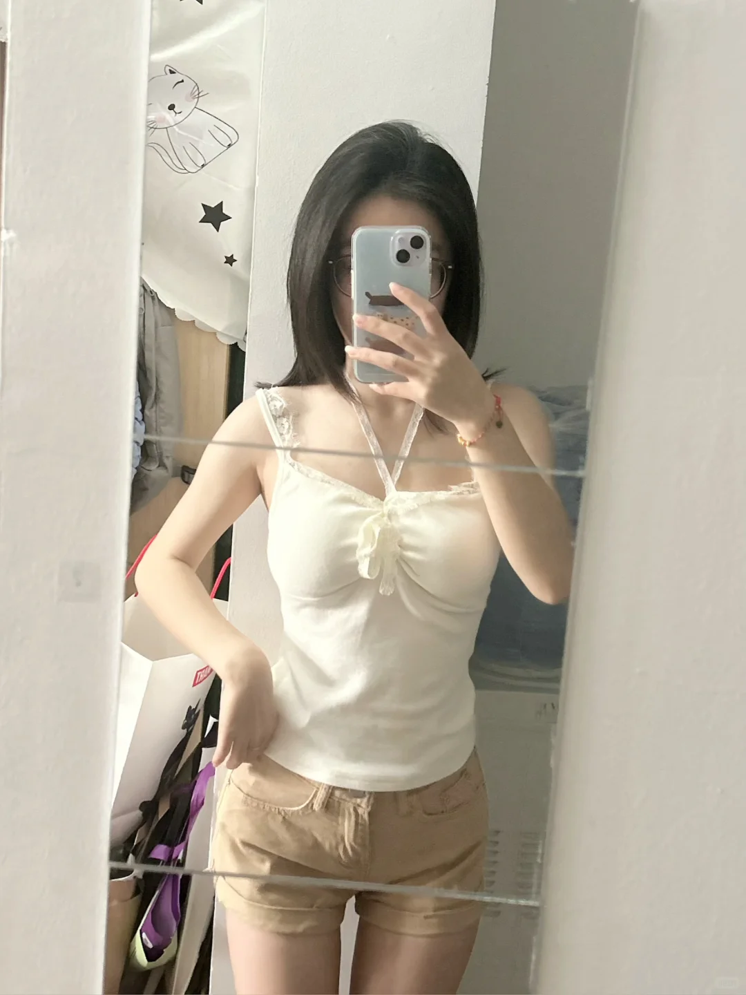 秋冬美腻白色内搭吊带～