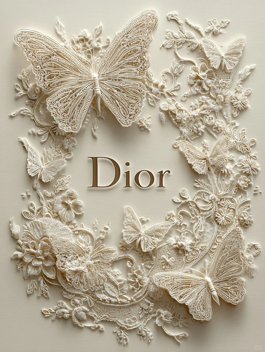 蕾丝蝴蝶 时尚海报 单色设计 3d立体风格