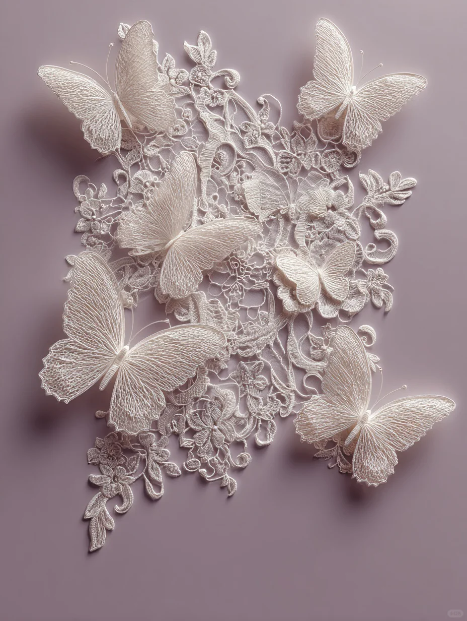 蕾丝蝴蝶 时尚海报 单色设计 3d立体风格