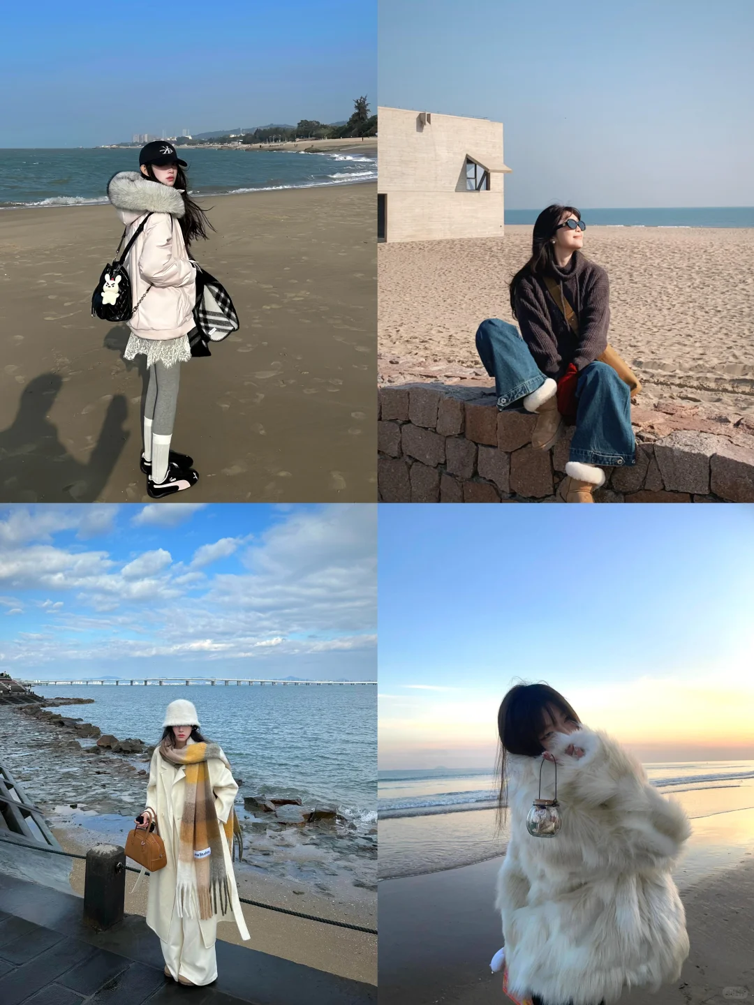 存一些冬天海边万能拍照姿势！