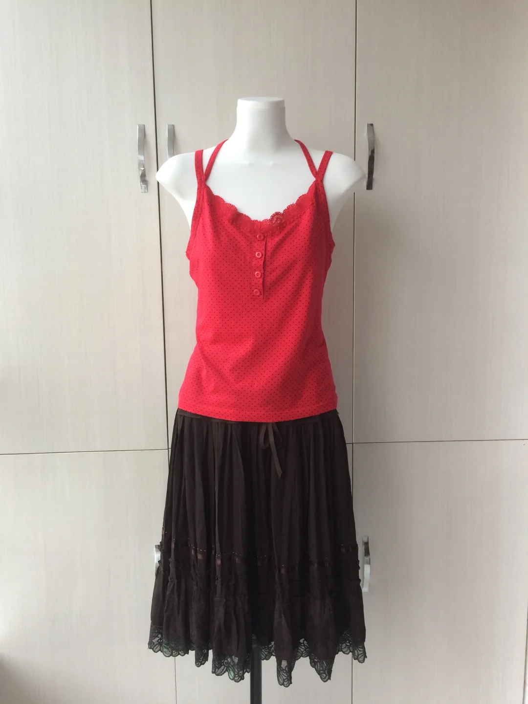 vintage复古红配棕