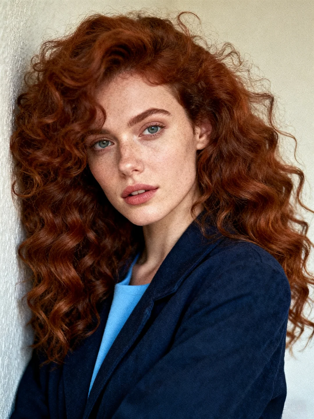 红棕卷发+浅墙，复古温柔感直接戳中审美！