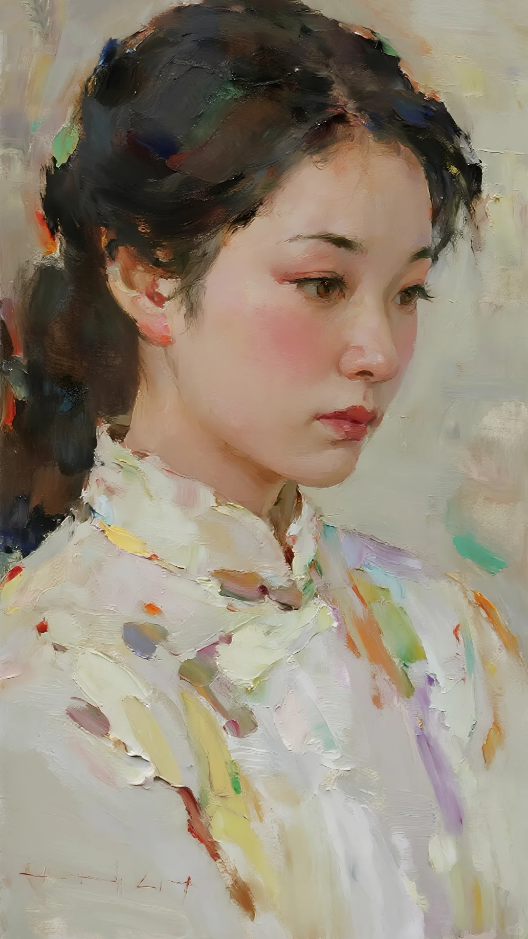 油画🖼️里的东方韵味美女，🌷美到失语