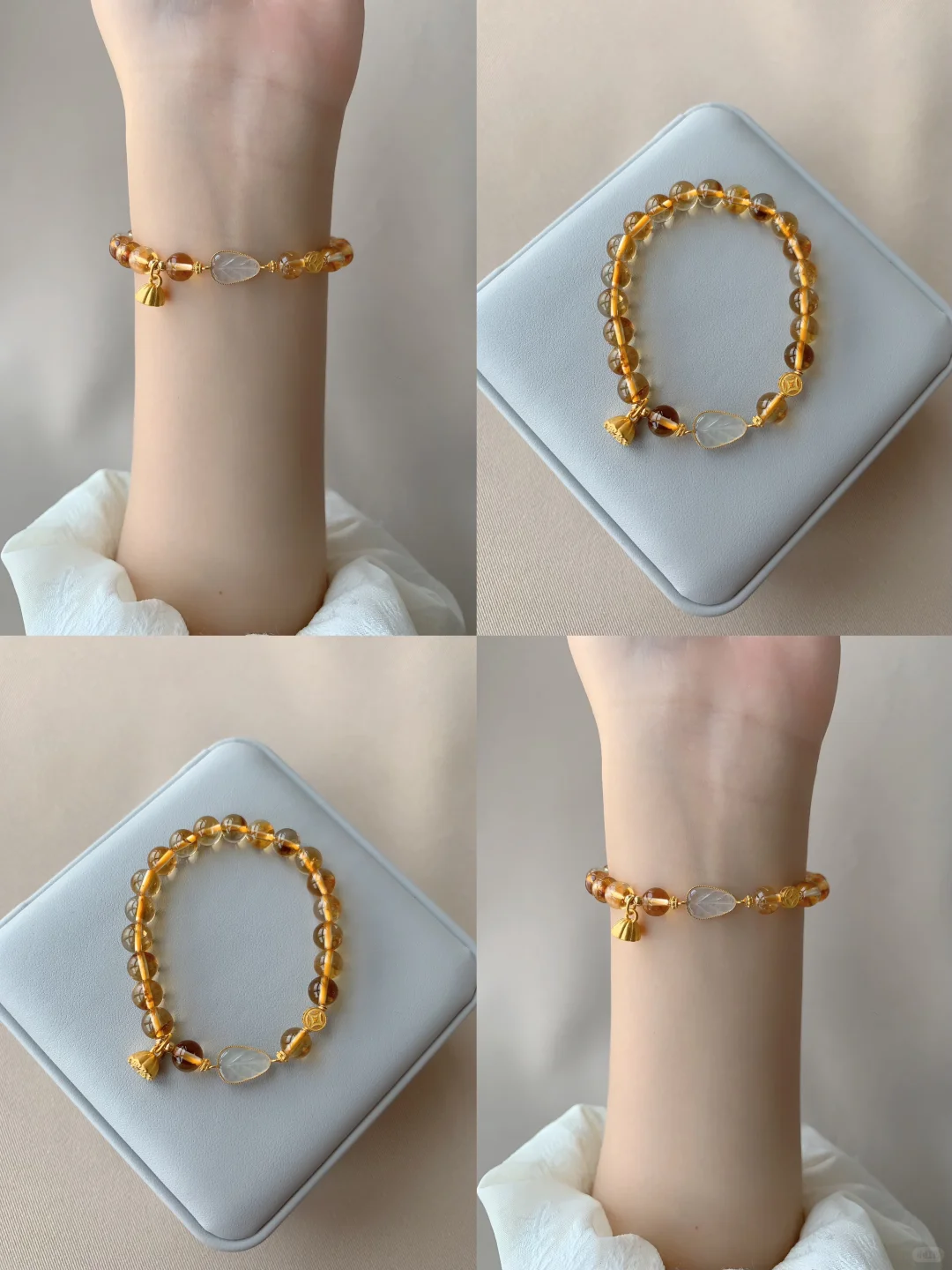 太美了‼️天然黄水晶翡翠叶子手链💫💫