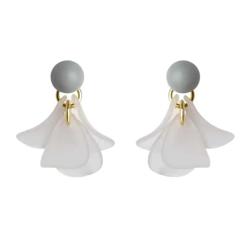 海边风铃小清新雾霾蓝色磨砂花瓣耳环女超仙