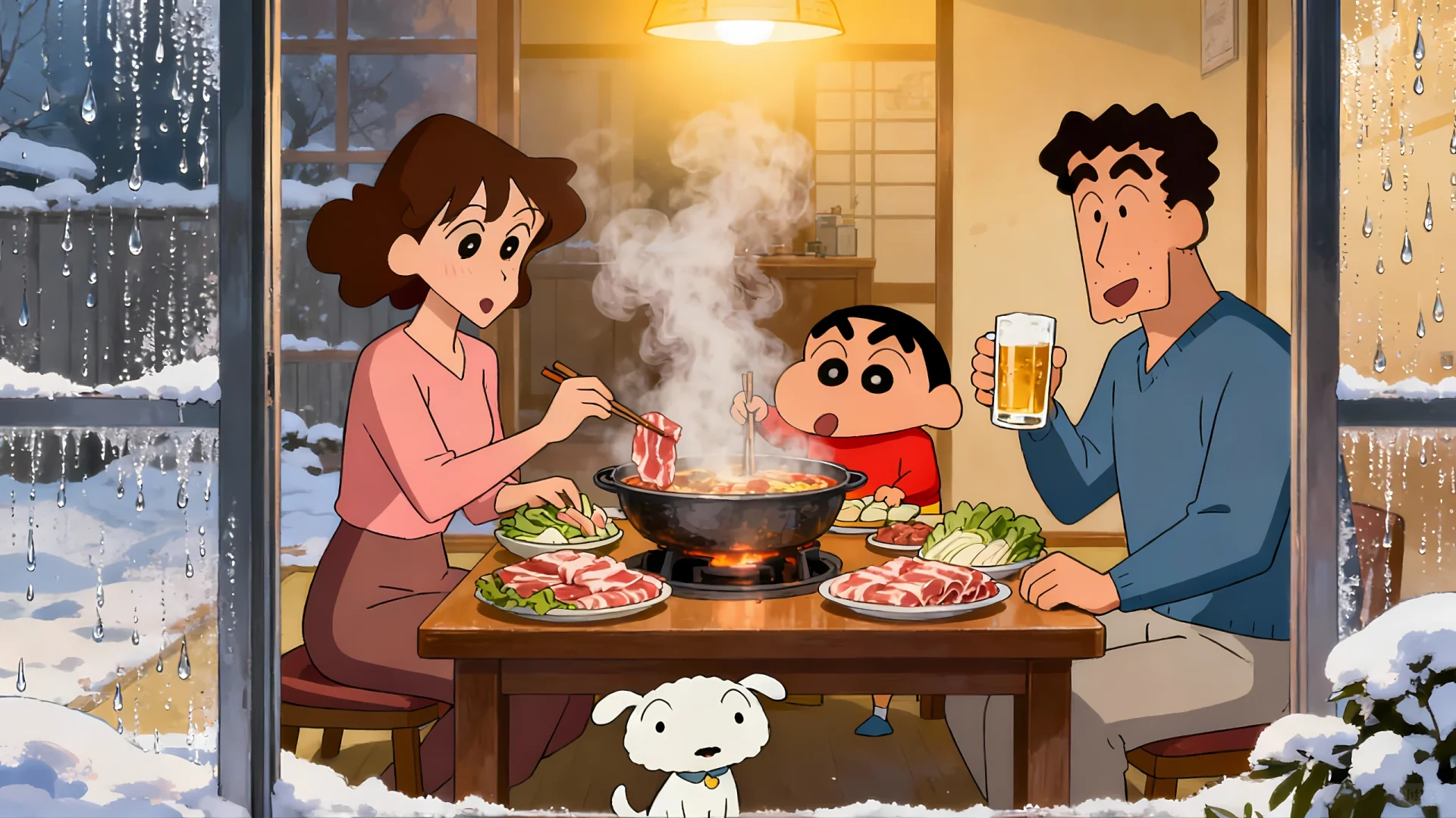 壁纸分享 | 小新一家的冬日火锅局🍲