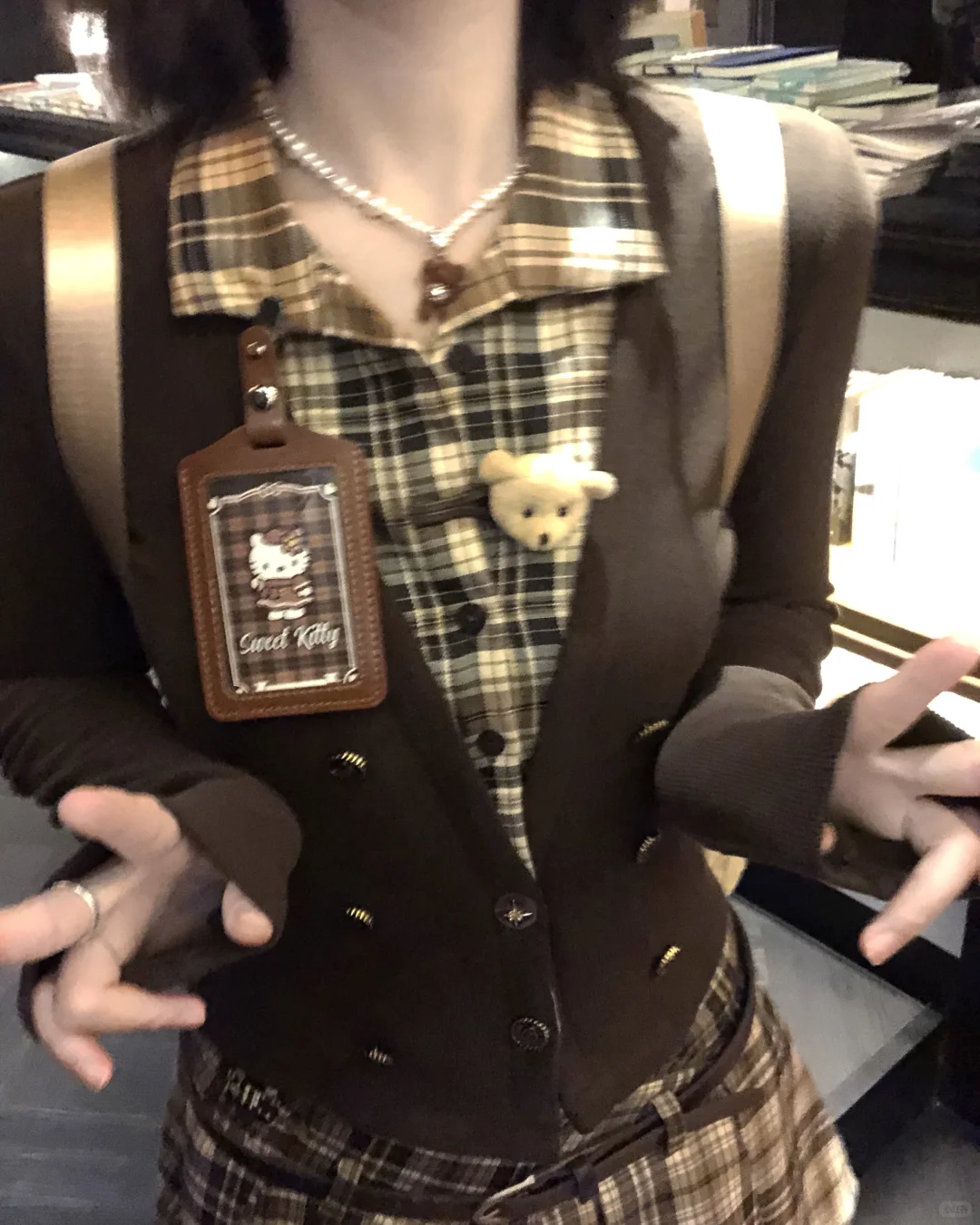 我晕！古着vintage格拼接假两件好有感觉欸～