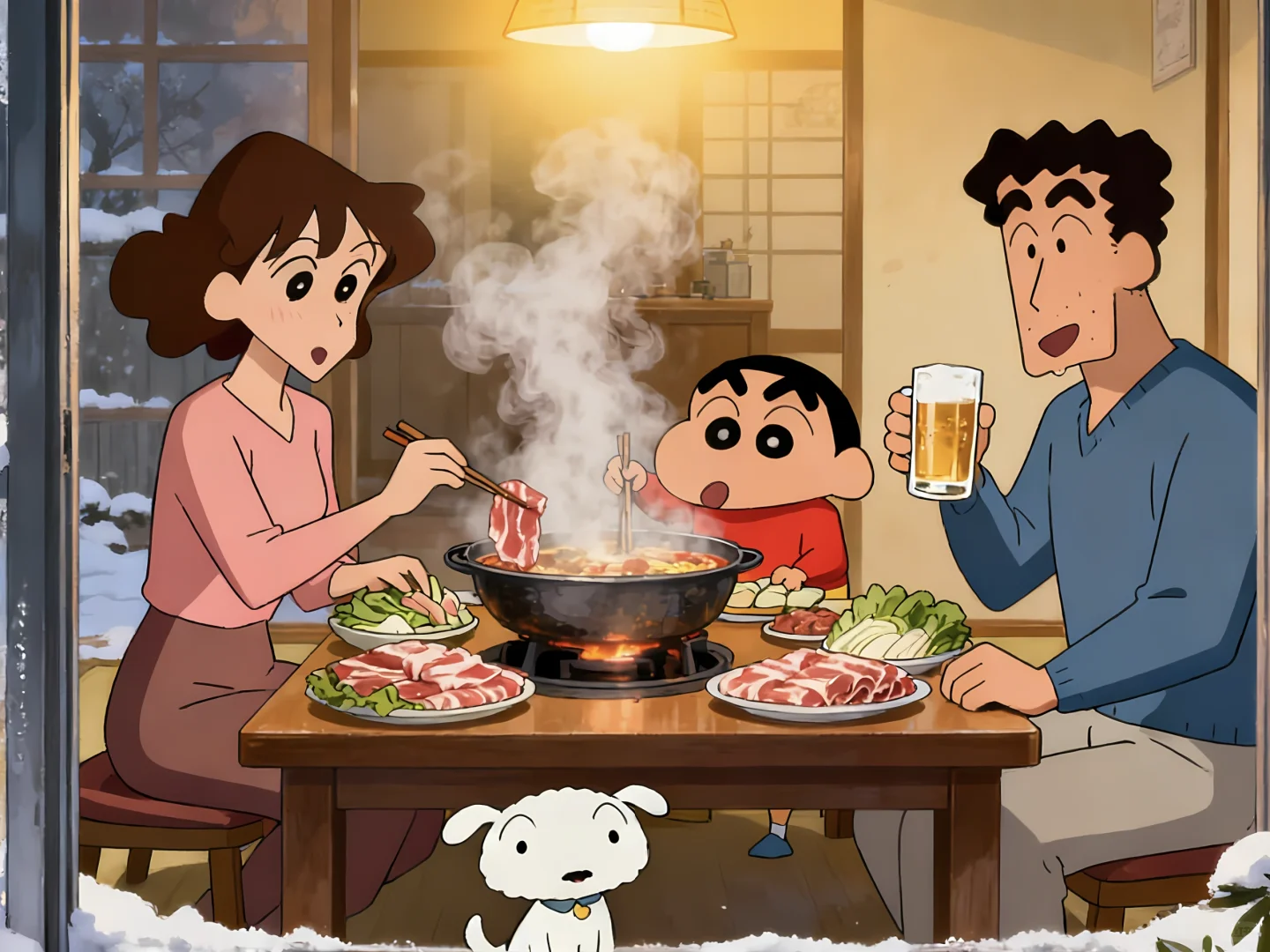 壁纸分享 | 小新一家的冬日火锅局🍲