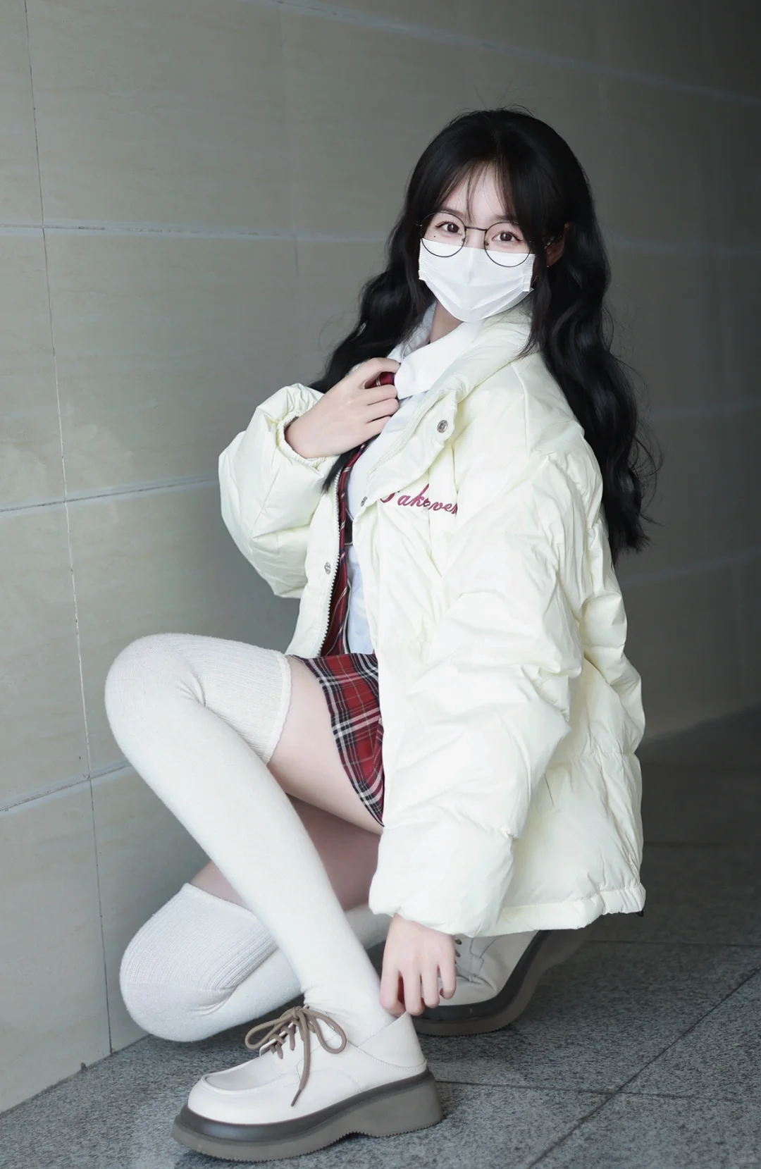 棉服➕过膝袜 冬天这么穿啦