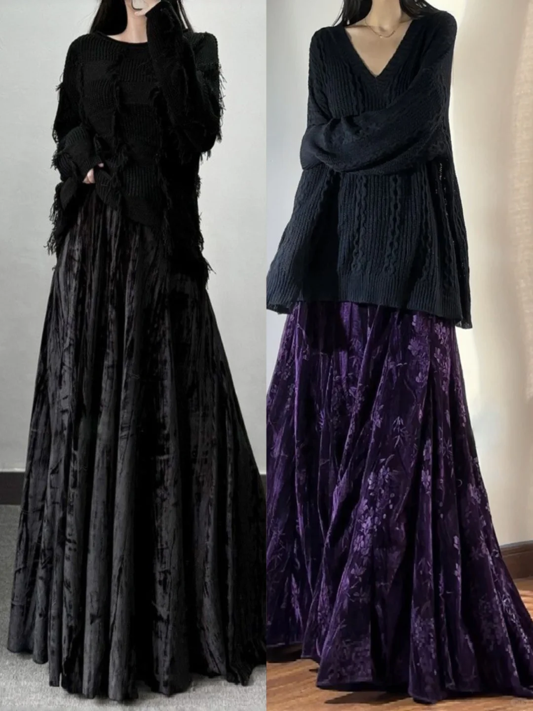 秋冬想遮胯？这条国风丝绒伞裙直接封神