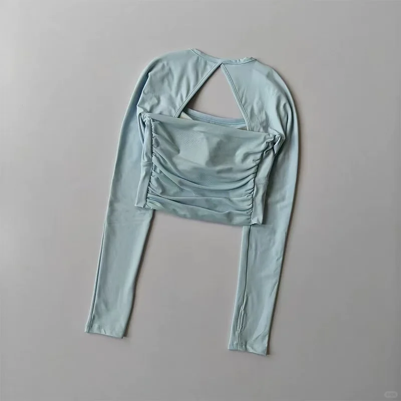 实拍图自带杯垫的瑜伽长袖运动穿搭直接躺赢