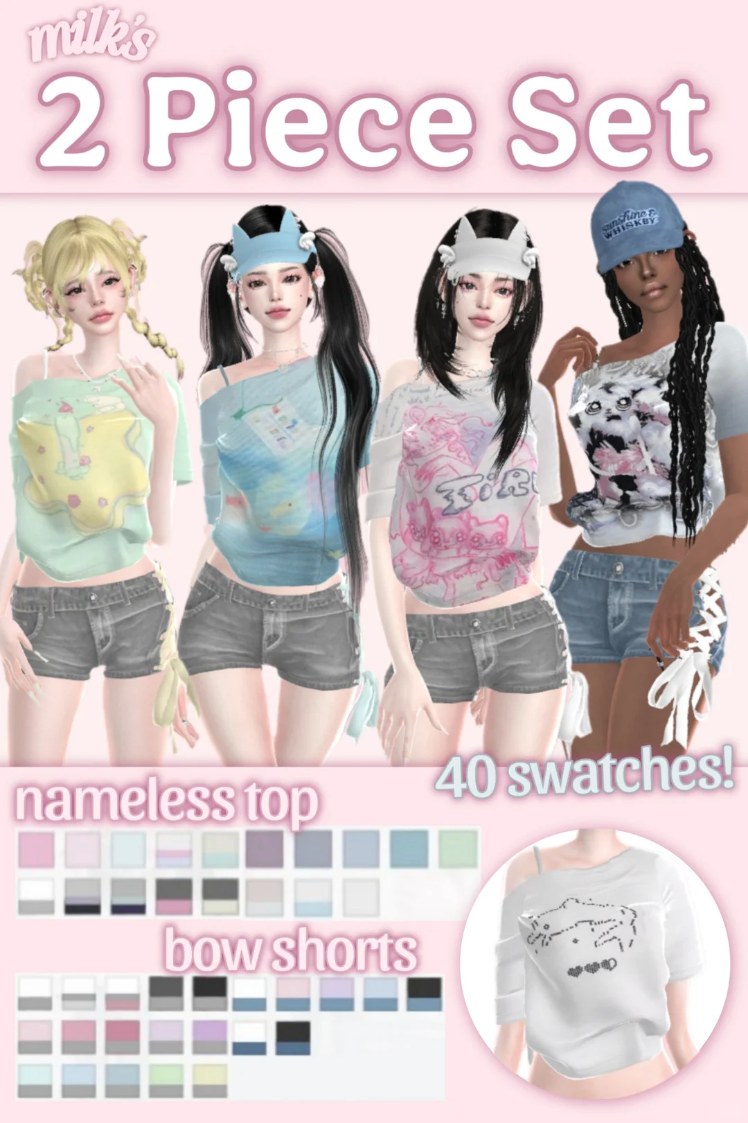 MilkBnny最新‼️可爱女生吊带上衣sims服装