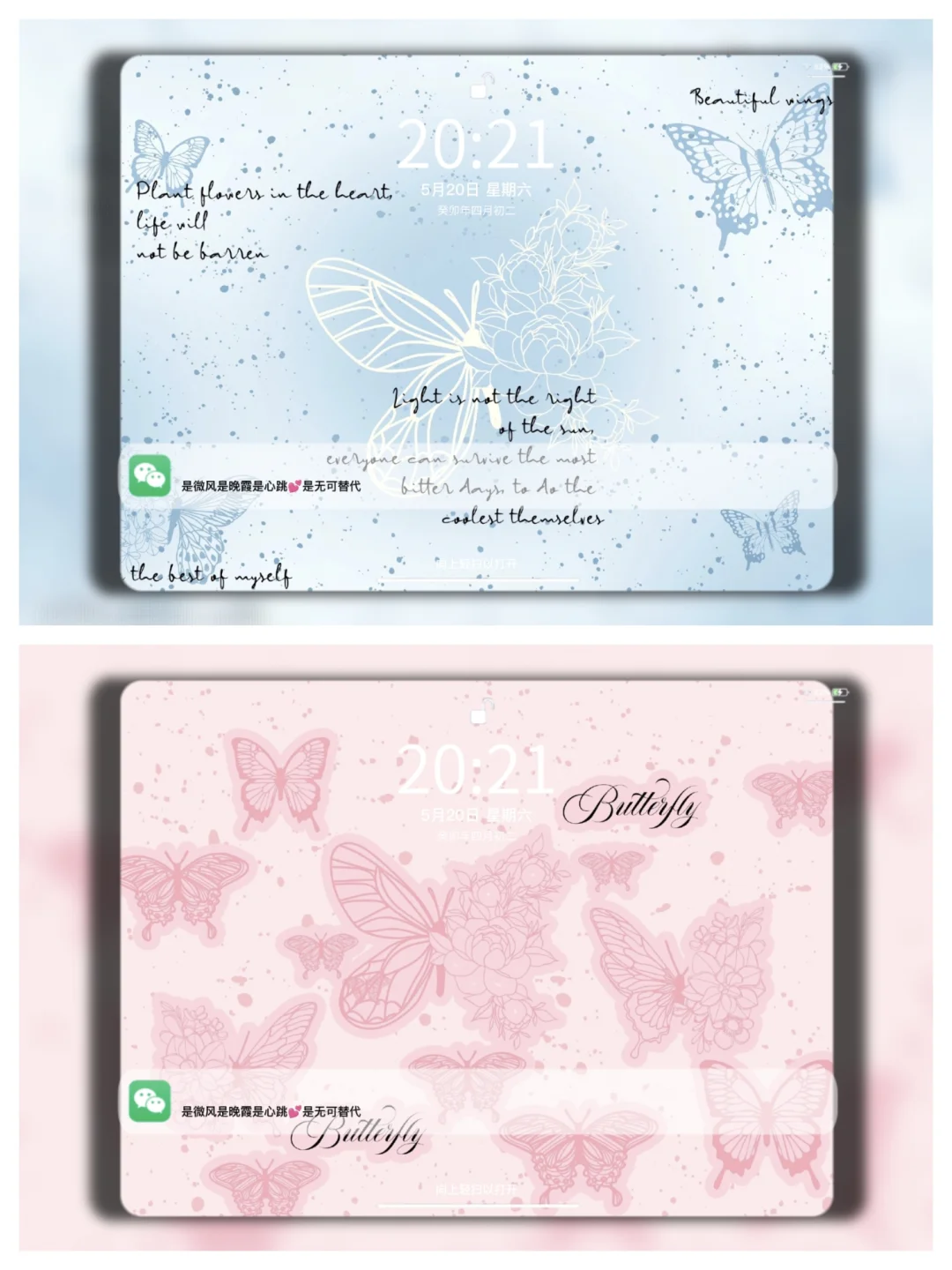 Share | 𝒊𝒑𝒂𝒅壁纸 粉蓝色蝴蝶