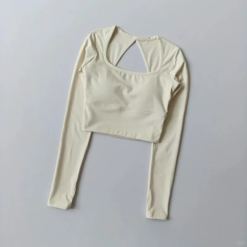 实拍图自带杯垫的瑜伽长袖运动穿搭直接躺赢