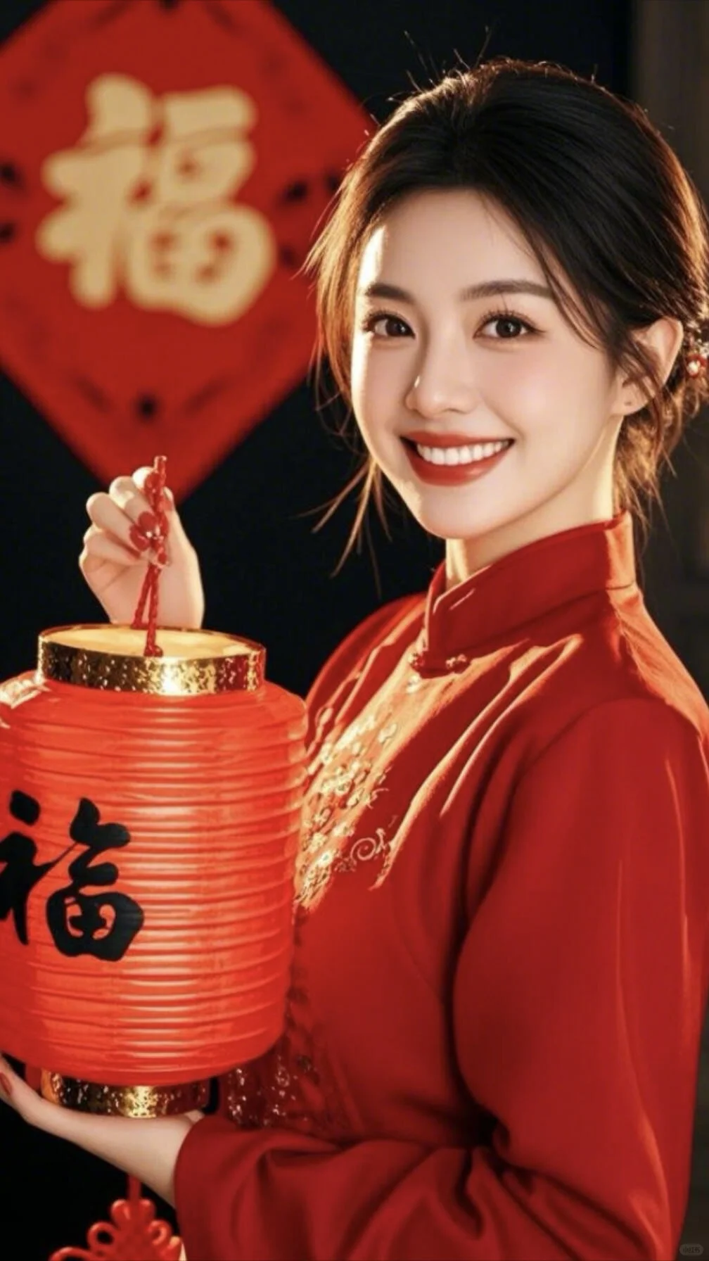 春节热门提灯笼美女图片，祝大家新年快乐
