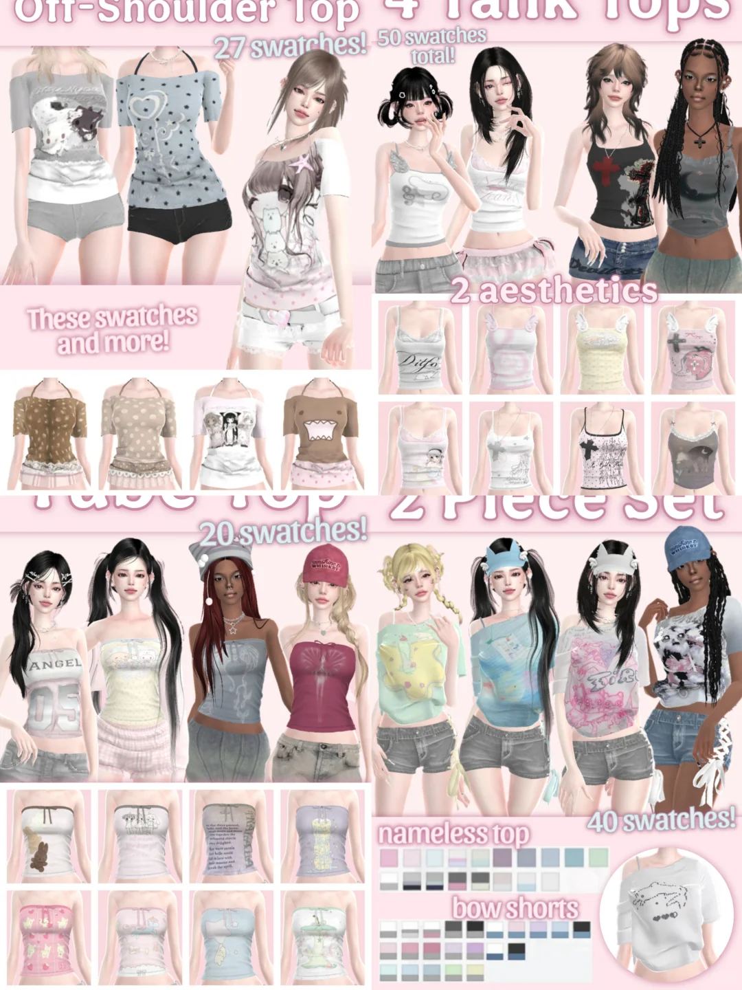 MilkBnny最新‼️可爱女生吊带上衣sims服装