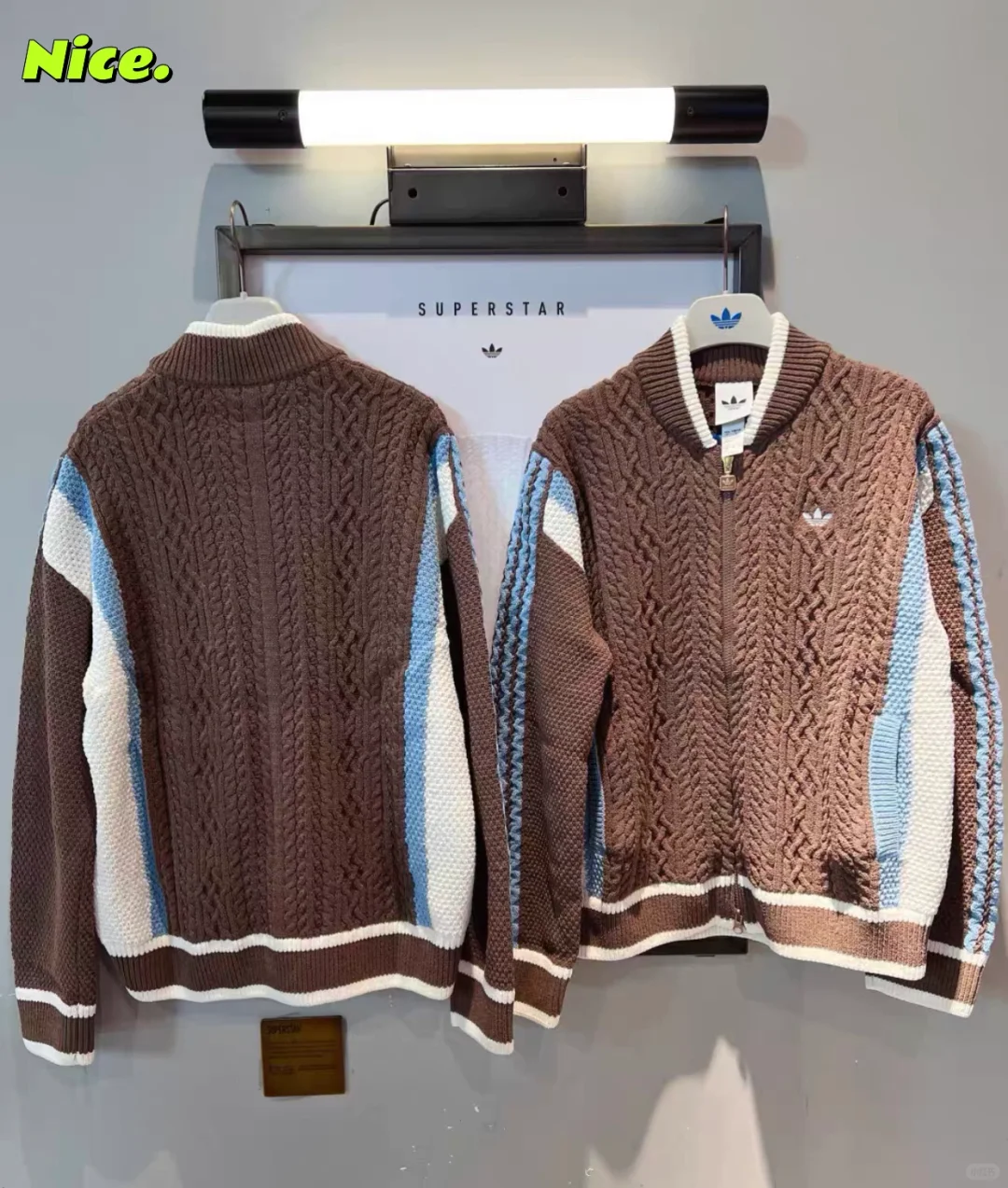 炸了💥阿迪咖色秋冬夹克针织衫女太上头了‼️
