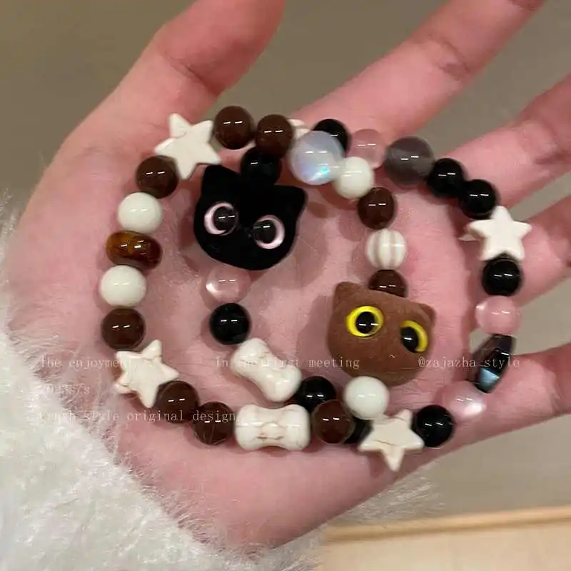 天然石小猫串珠手链女高颜值学生党手串轻奢