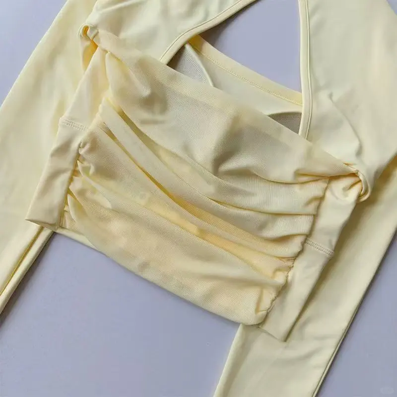 实拍图自带杯垫的瑜伽长袖运动穿搭直接躺赢