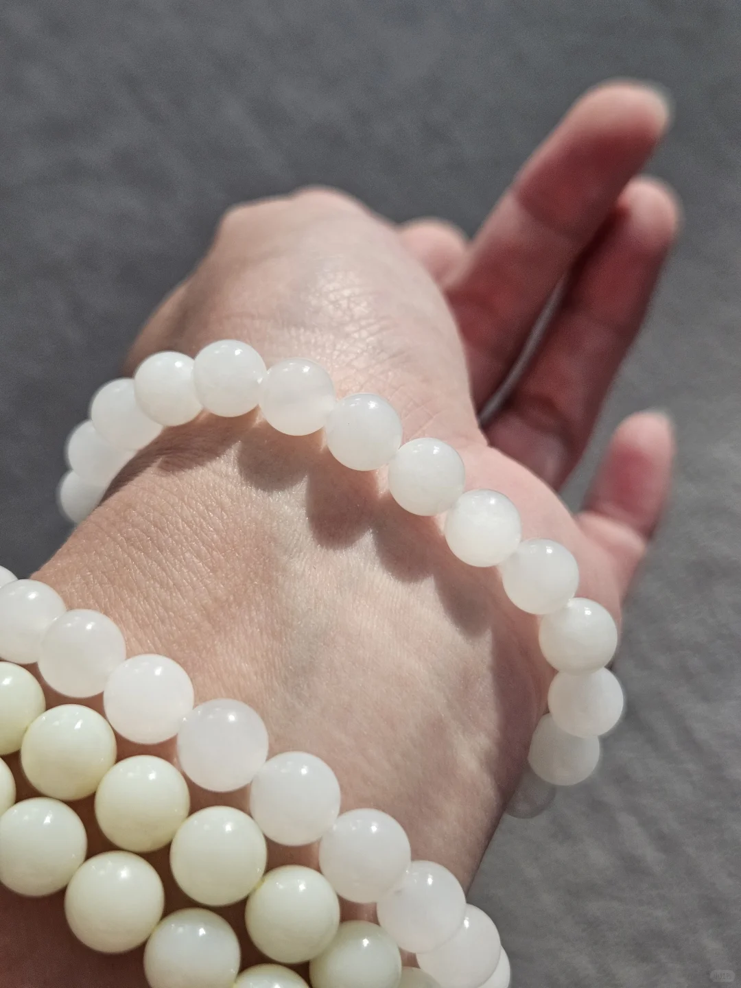 出闲置和田青海老料白玉手串卡8白冰手链女