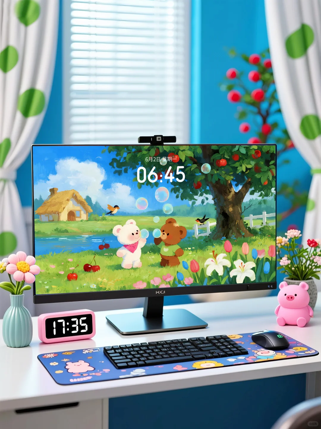 187两只可爱小熊·手绘电脑壁纸