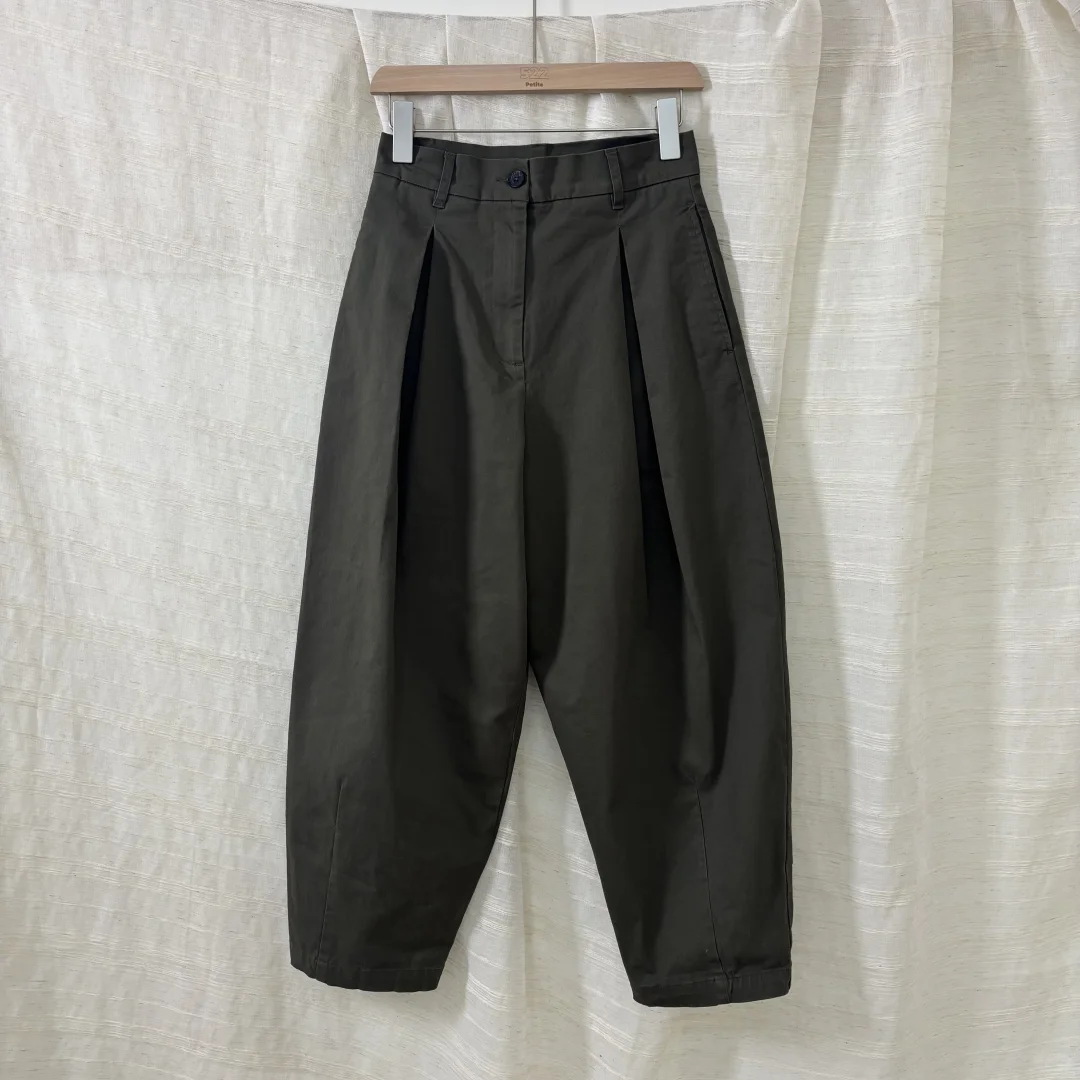 日系小众To@st~宽松纯棉高腰深褶哈伦休闲九