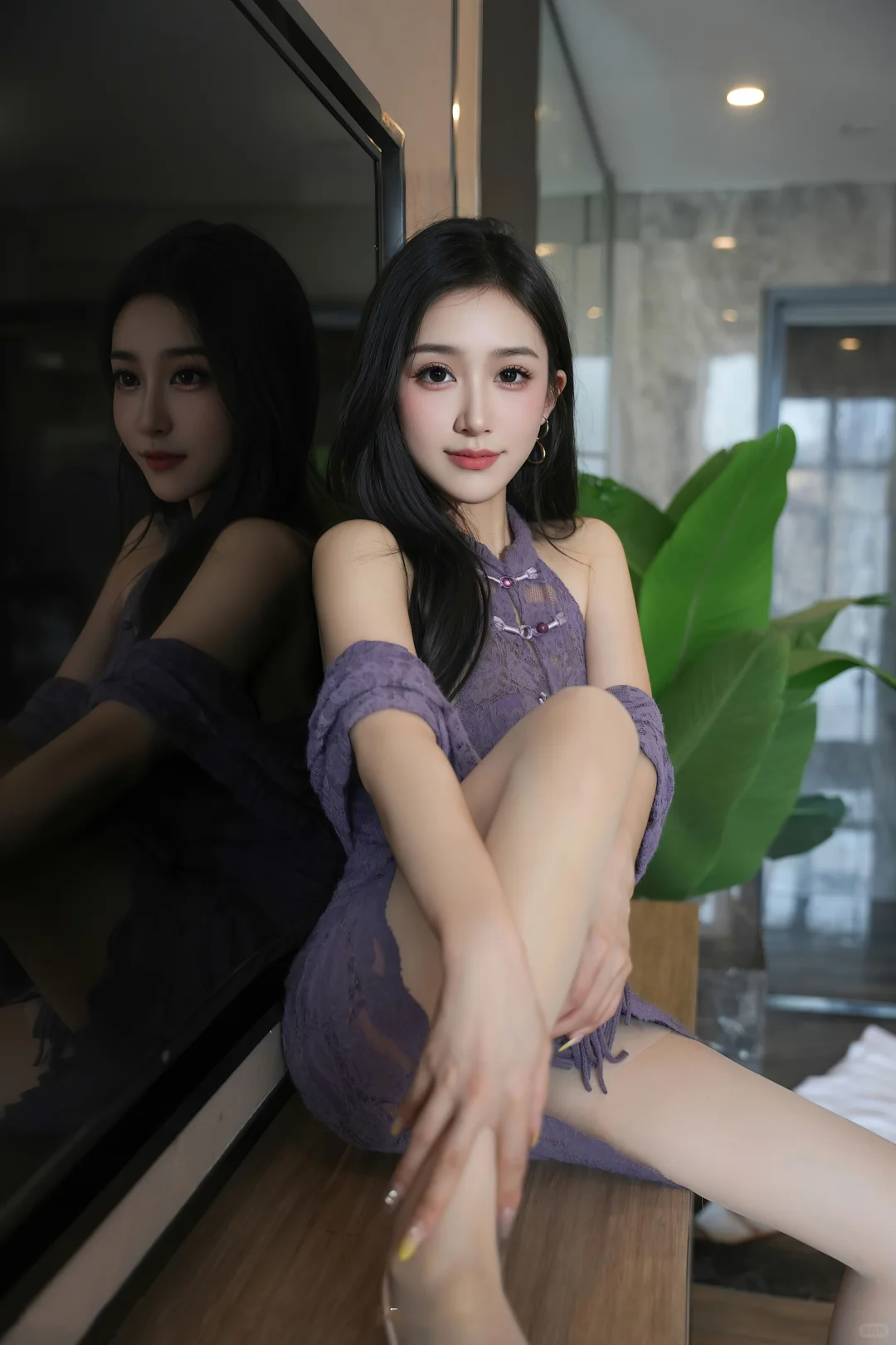 💜薰衣草蕾丝旗袍｜把温柔与性感穿在身上