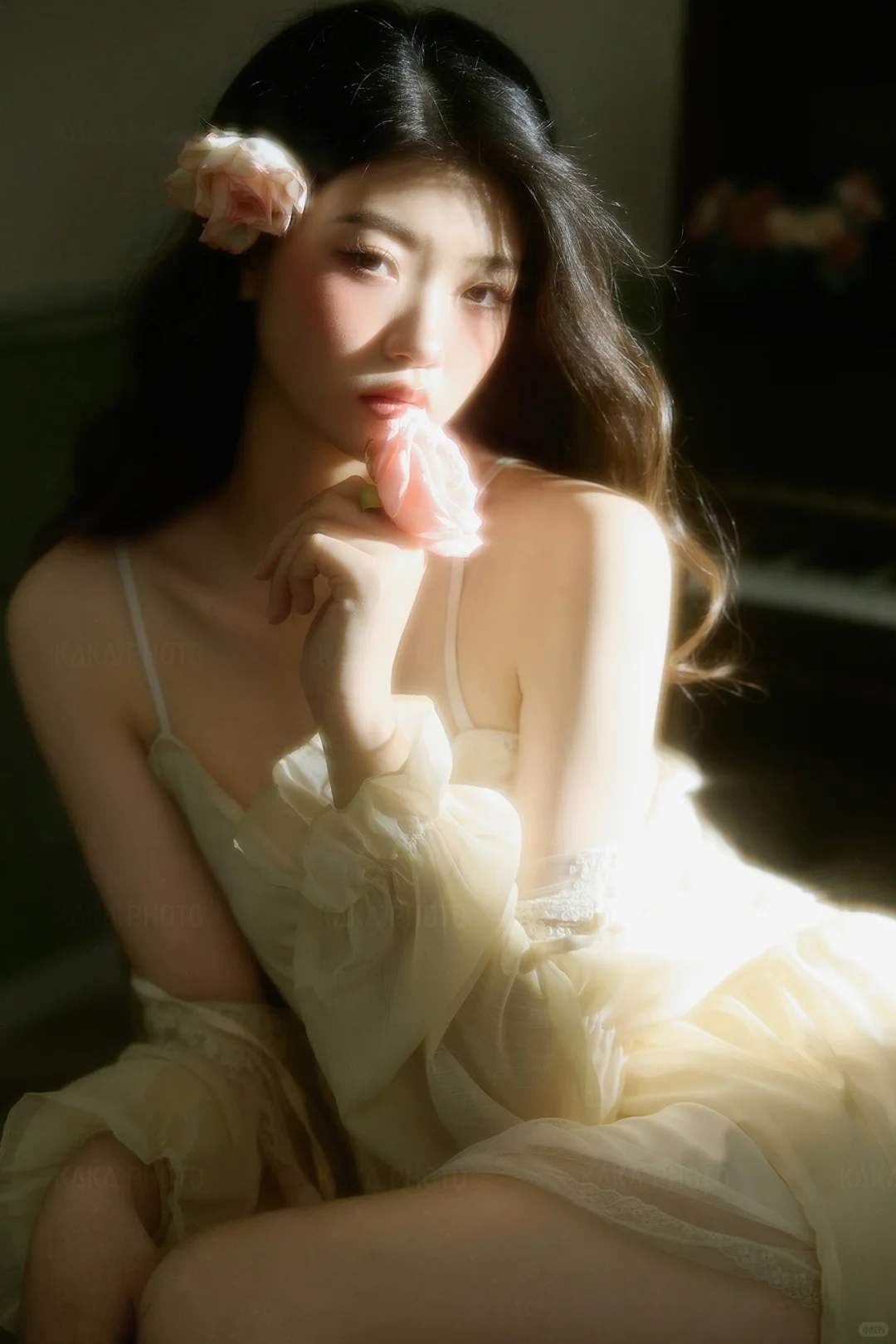 🌷鲜花和少女的适配度是百分百吧！私房照