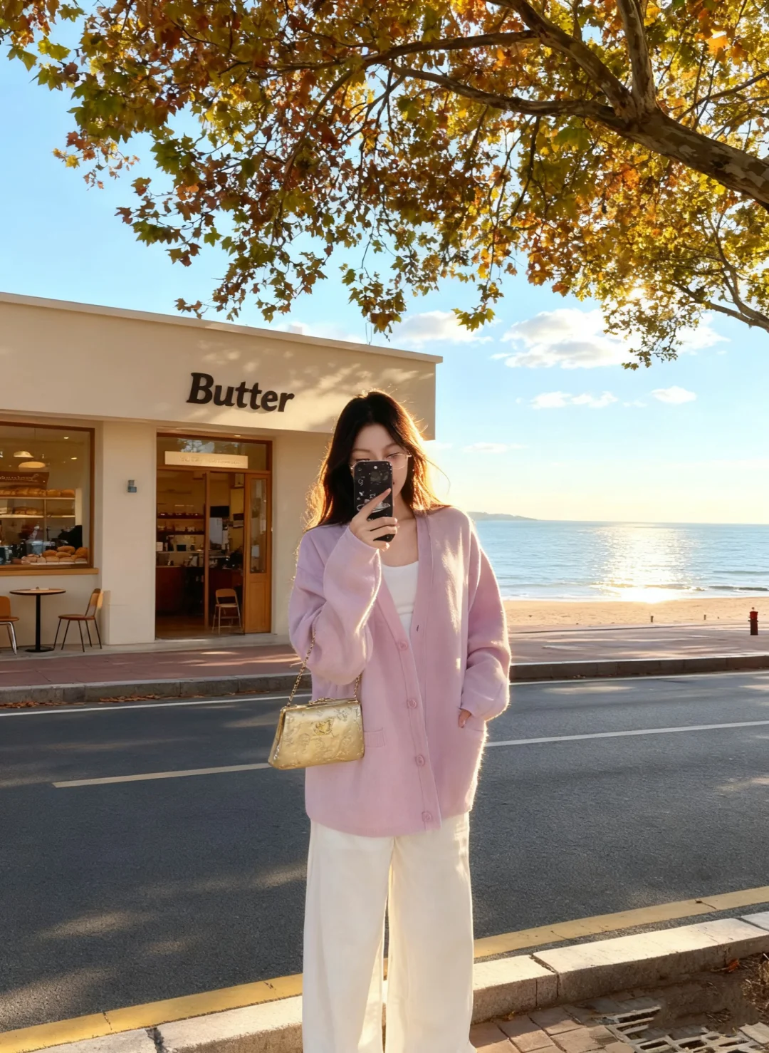 秋天的颜色，海边的下午茶☕️