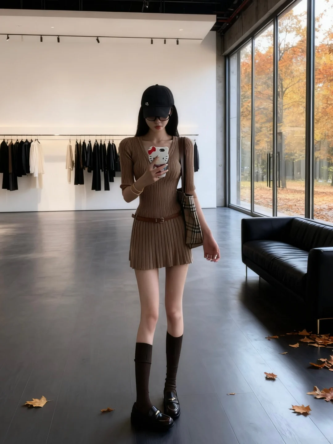 收腰修身毛衣连衣裙🍊