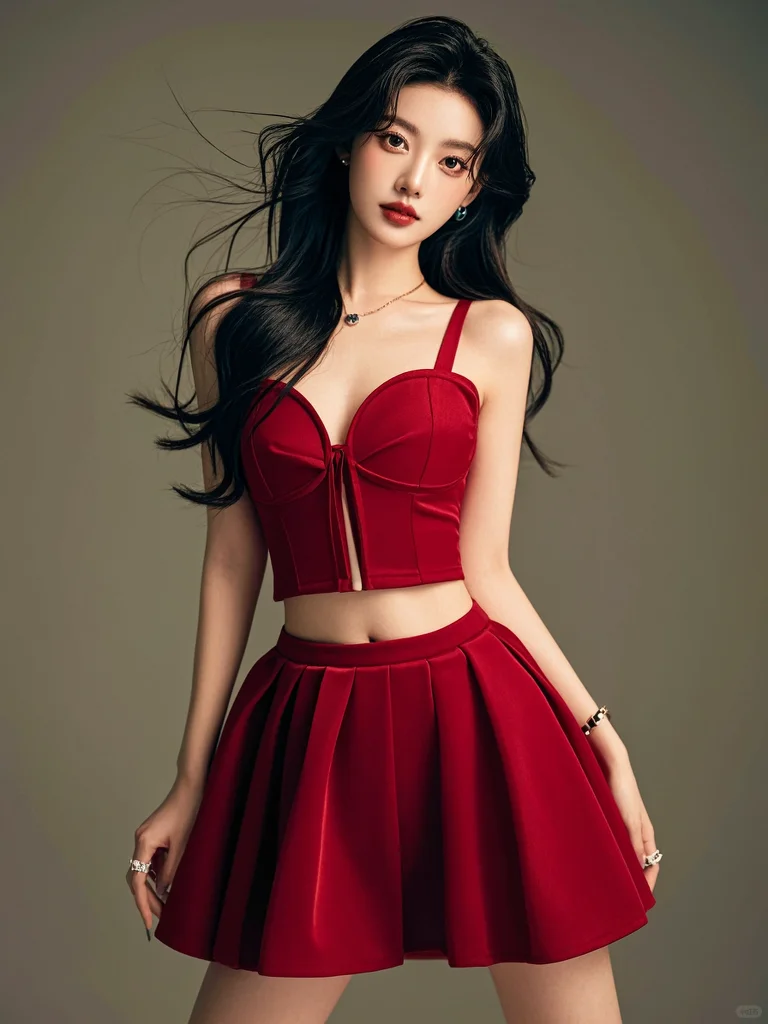 红裙女神，性感婀娜！